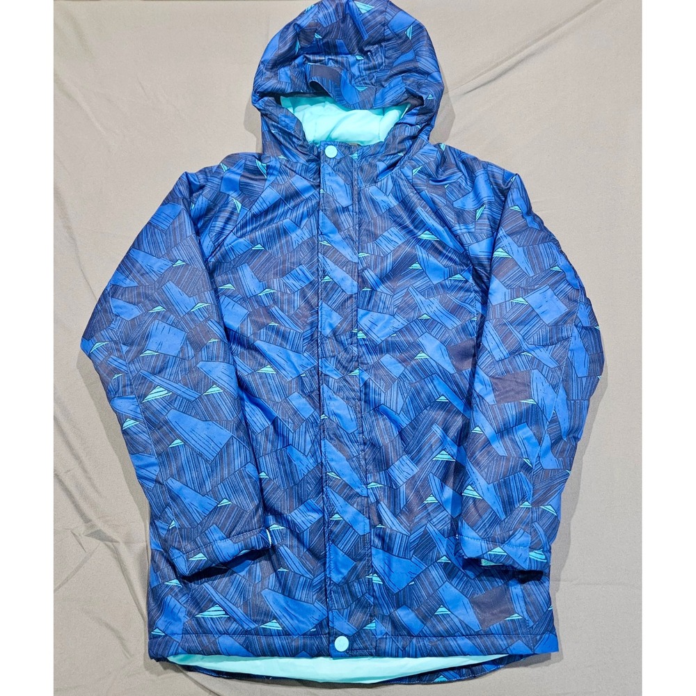 All In Motion Windbreaker Boys XL 16 Blue Geometric Hooded Jacket Excellent